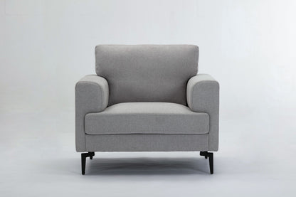 Fauteuil en lin gris clair et noir de 41 po