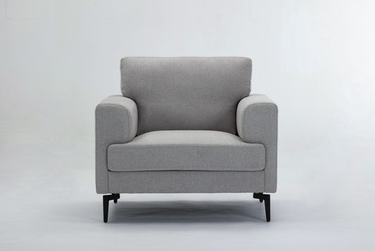 Fauteuil en lin gris clair et noir de 41 po