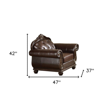 Fauteuil capitonné en cuir pleine fleur espresso de 47 po