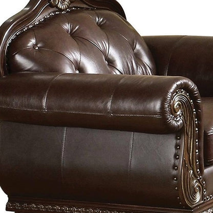 Fauteuil capitonné en cuir pleine fleur espresso de 47 po