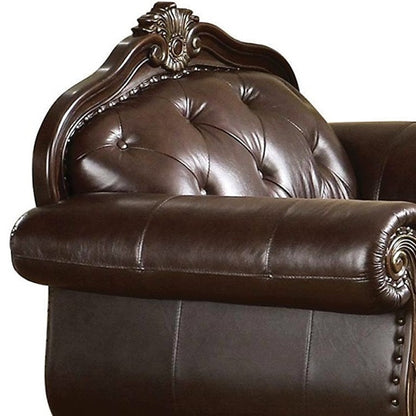 Fauteuil capitonné en cuir pleine fleur espresso de 47 po