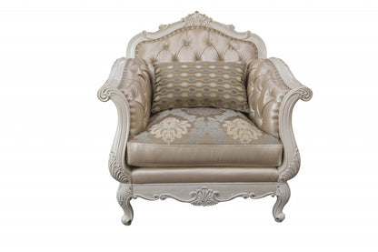 Fauteuil en similicuir or rose et blanc nacré de 40 po