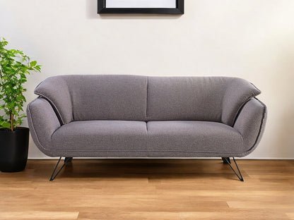 78" Gray Linen Sofa With Black Legs