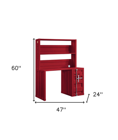 Bureau en fer rouge de 47 po