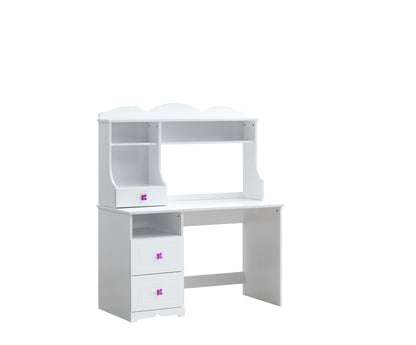 Bureau en bois blanc de 47 po avec deux tiroirs