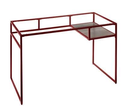 Bureau d'écriture en verre transparent et rouge de 48 po