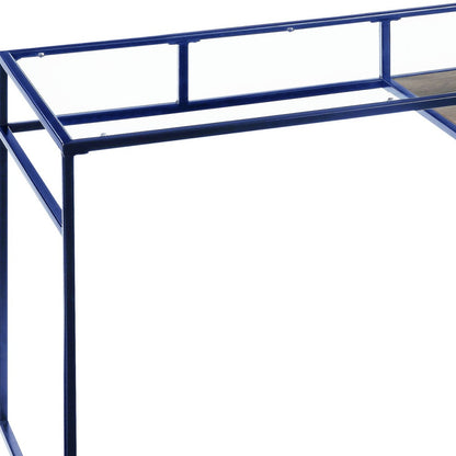 48" Clear and Blue Glass Writing Desk