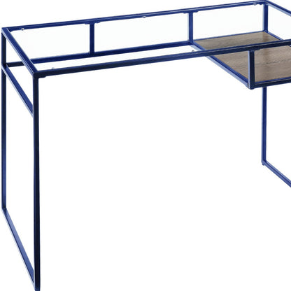 48" Clear and Blue Glass Writing Desk