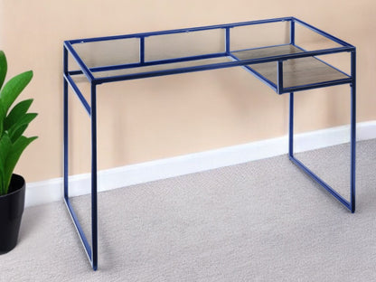 48" Clear and Blue Glass Writing Desk