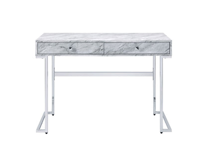 Bureau blanc de 42 po avec deux tiroirs