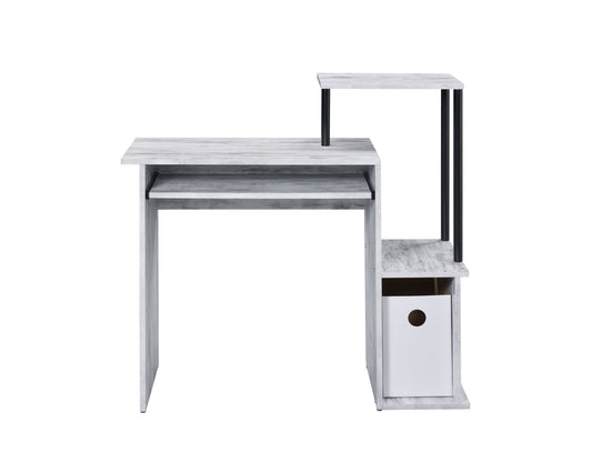 Bureau d'ordinateur blanc vieilli de 37 po