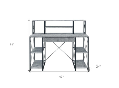 Bureau d'ordinateur gris et noir de 47 po