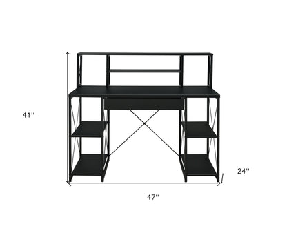 Bureau d'ordinateur noir de 47 po