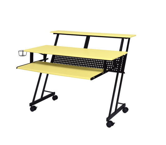 Bureau d'ordinateur jaune et noir de 47 po