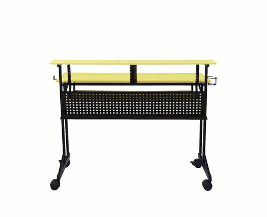 Bureau d'ordinateur jaune et noir de 47 po