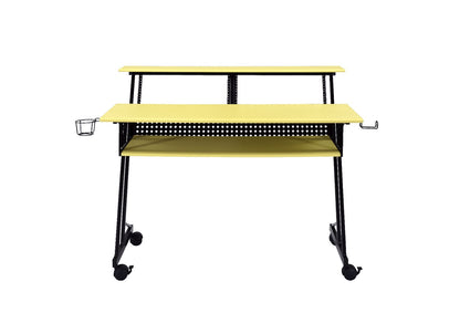 Bureau d'ordinateur jaune et noir de 47 po