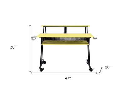 Bureau d'ordinateur jaune et noir de 47 po