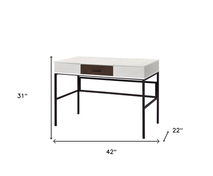 Bureau d'écriture blanc et noir de 42 po