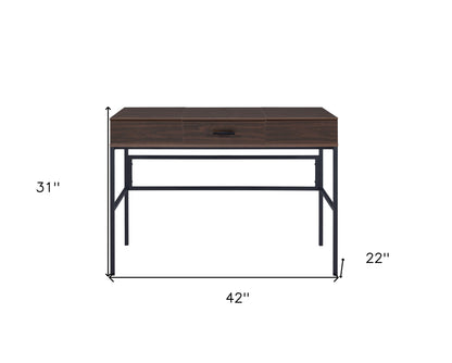 Bureau d'écriture marron et noir de 42 po