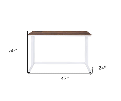 Bureau d'écriture brun et blanc de 47 po