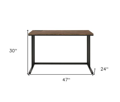 Bureau d'écriture brun et noir de 47 po