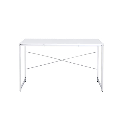 47" White and Silver Writing Desk