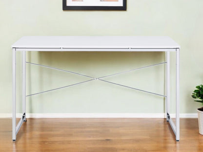 47" White and Silver Writing Desk