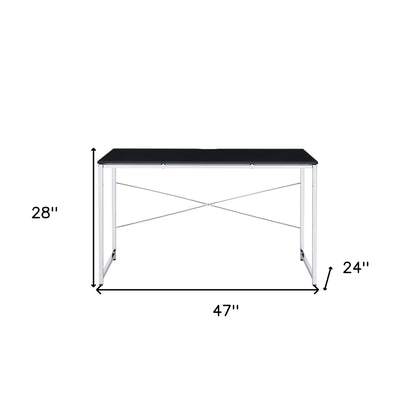 Bureau d'écriture noir et argent de 47 po