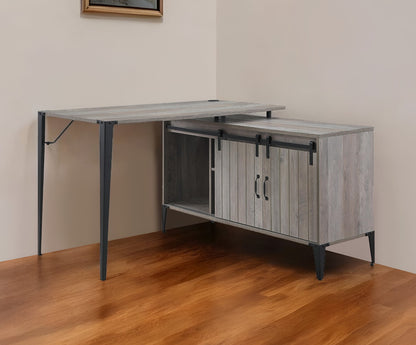 48" Gray and Black L Shape Writing Desk