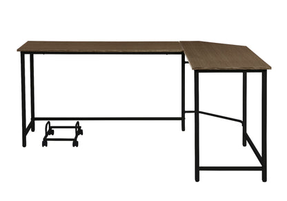 66" Brown and Black L Shape Computer Desk