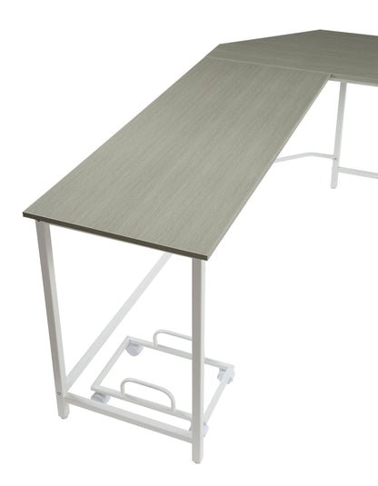 Bureau d'ordinateur en L gris et blanc de 66 po