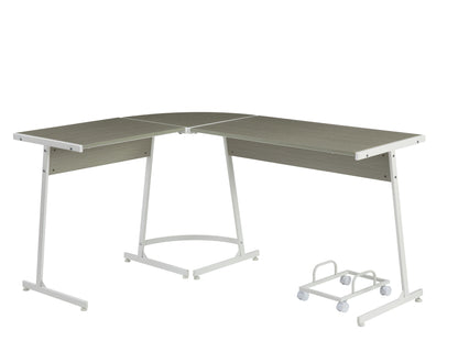 Bureau d'ordinateur en L gris et blanc de 58 po