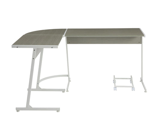 Bureau d'ordinateur en L gris et blanc de 58 po