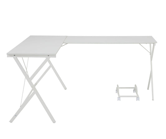 Bureau d'ordinateur en L blanc de 62 po