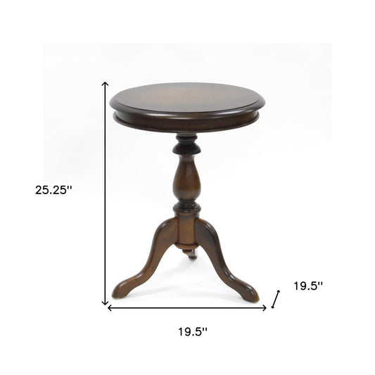 25" Dark Brown Manufactured Wood Round End Table