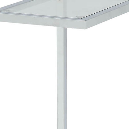 26" White And Clear Glass End Table