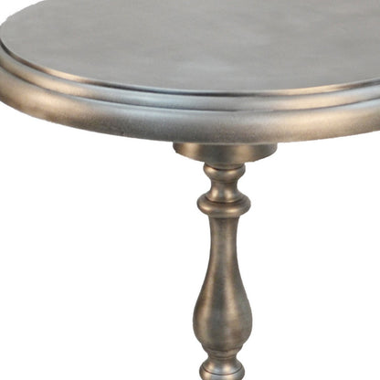 24" Antique Nickle Metal Round End Table