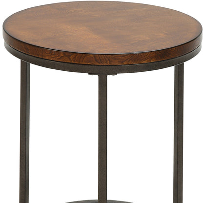 Table d'appoint carrée en bois manufacturé noir et gris de 20 po