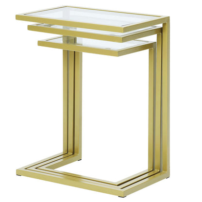 Table d'appoint rectangulaire en verre chromé de 24 po