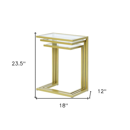 Table d'appoint rectangulaire en verre chromé de 24 po