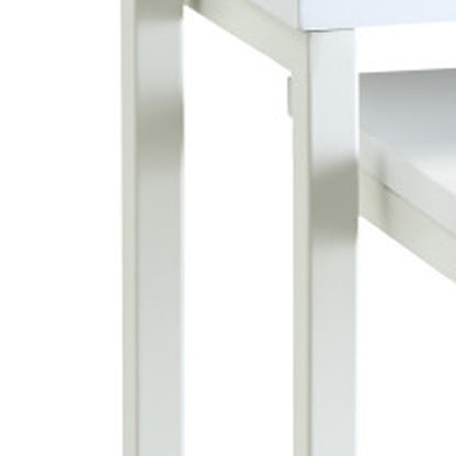 Set of Three 24" White Solid Wood And Steel Nested End Tables