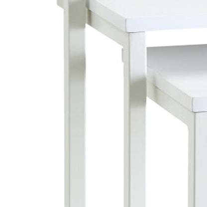 Set of Three 24" White Solid Wood And Steel Nested End Tables