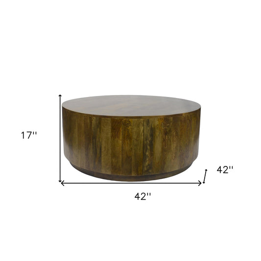 Table basse ronde en bois massif marron de 42 po