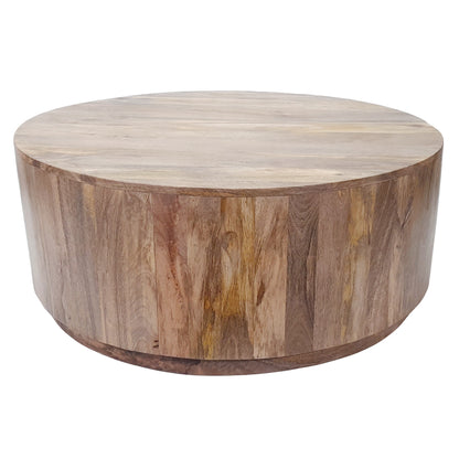 Table basse ronde en bois massif naturel de 42 po