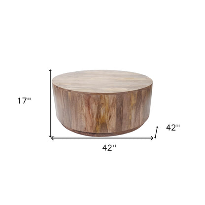 Table basse ronde en bois massif naturel de 42 po