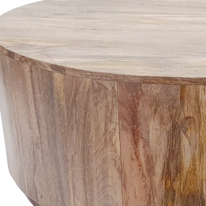 Table basse ronde en bois massif naturel de 42 po