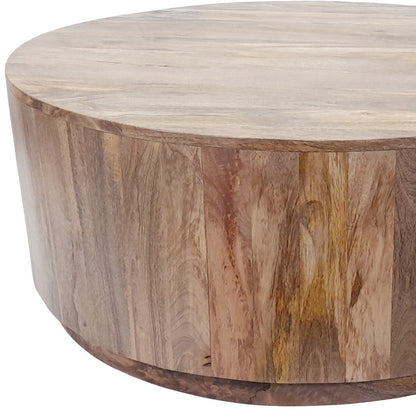 Table basse ronde en bois massif naturel de 42 po