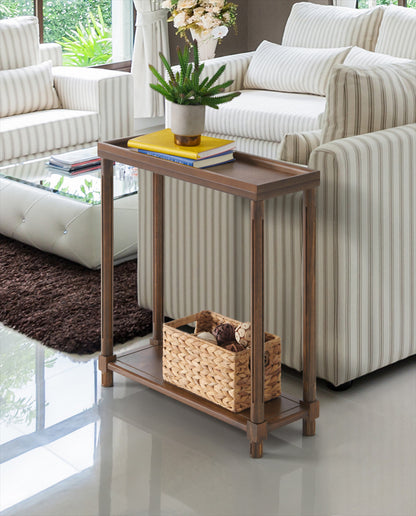 Set Of Two 24" Brown Wood Rectangular End Tables With Shelf