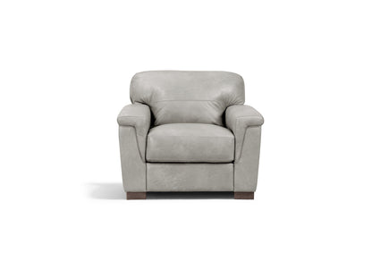 Fauteuil en cuir véritable gris et marron de 43 po