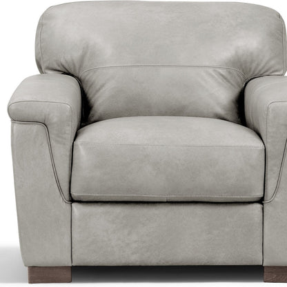 Fauteuil en cuir véritable gris et marron de 43 po